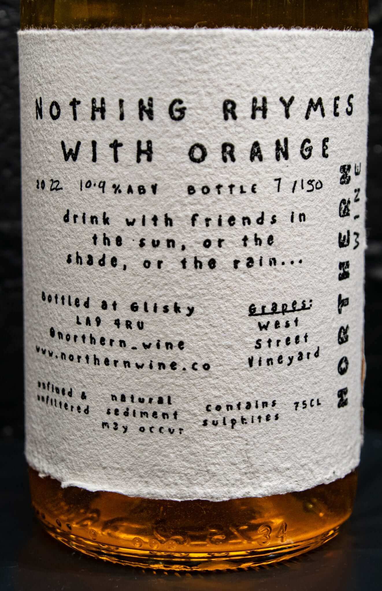 Nothing Rhymes With Orange detailed back label