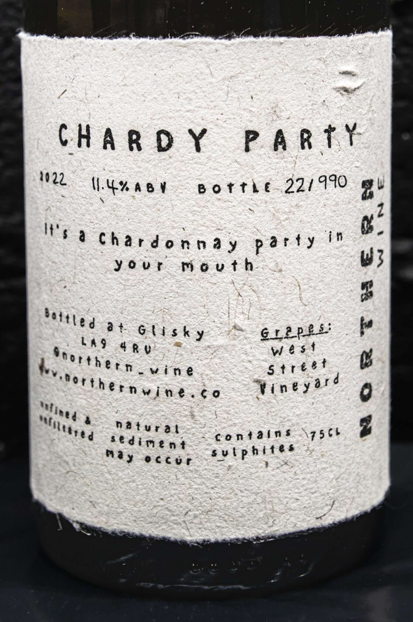 Chardy Party detailed back label